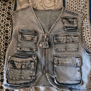 SHEIN Light Blue Denim Vest